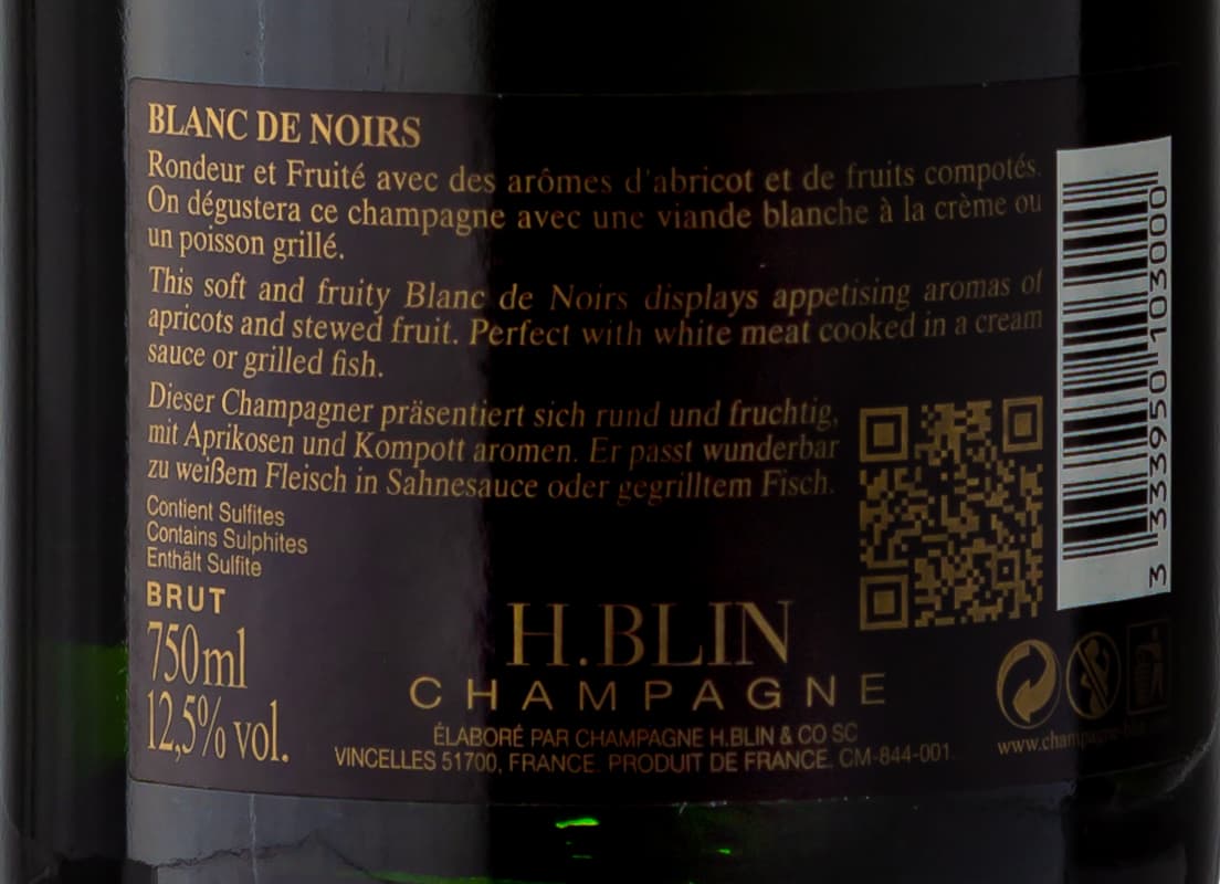 Champagne Blanc de Noirs white - H.Blin