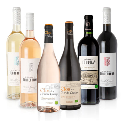 Wine package 'Southern France' (6 x 0.75 l) - Tasting package with dry white wine, rosé wine, and red wine from French winemakers