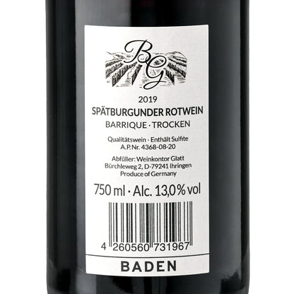 2019 Spätburgunder Barrique Rotwein trocken GLATT
