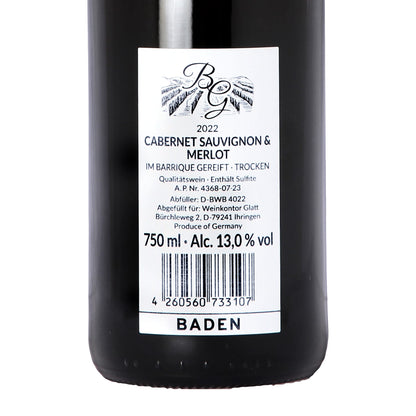 2022 Cabernet Sauvignon & Merlot Barrique Rotwein trocken • GLATT • Qualitätswein vom Kaiserstuhl/Baden, Deutschland