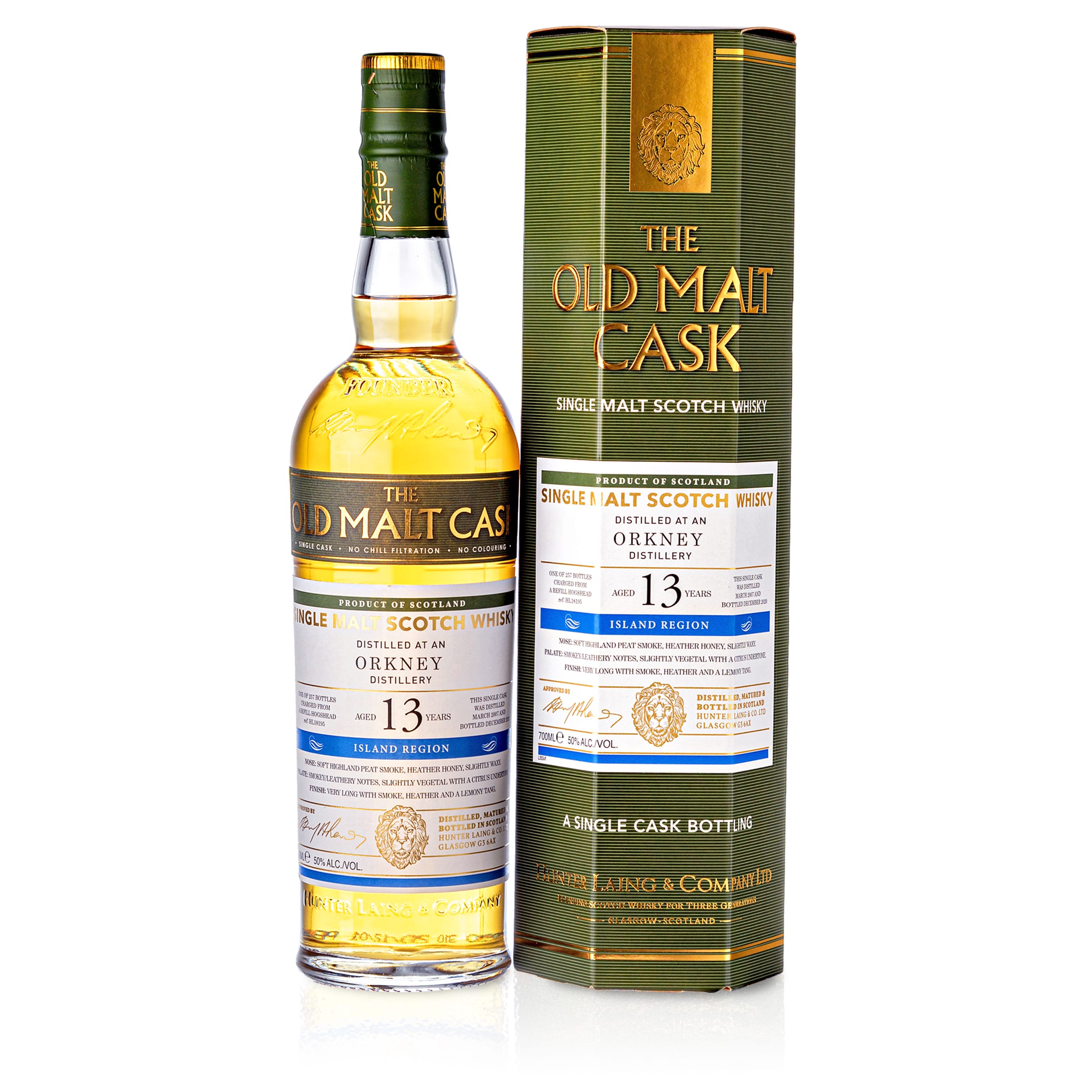 1 Flasche Orkney 13 Jahre Hunter Laing Old Malt Cask mit Geschenkverpackung