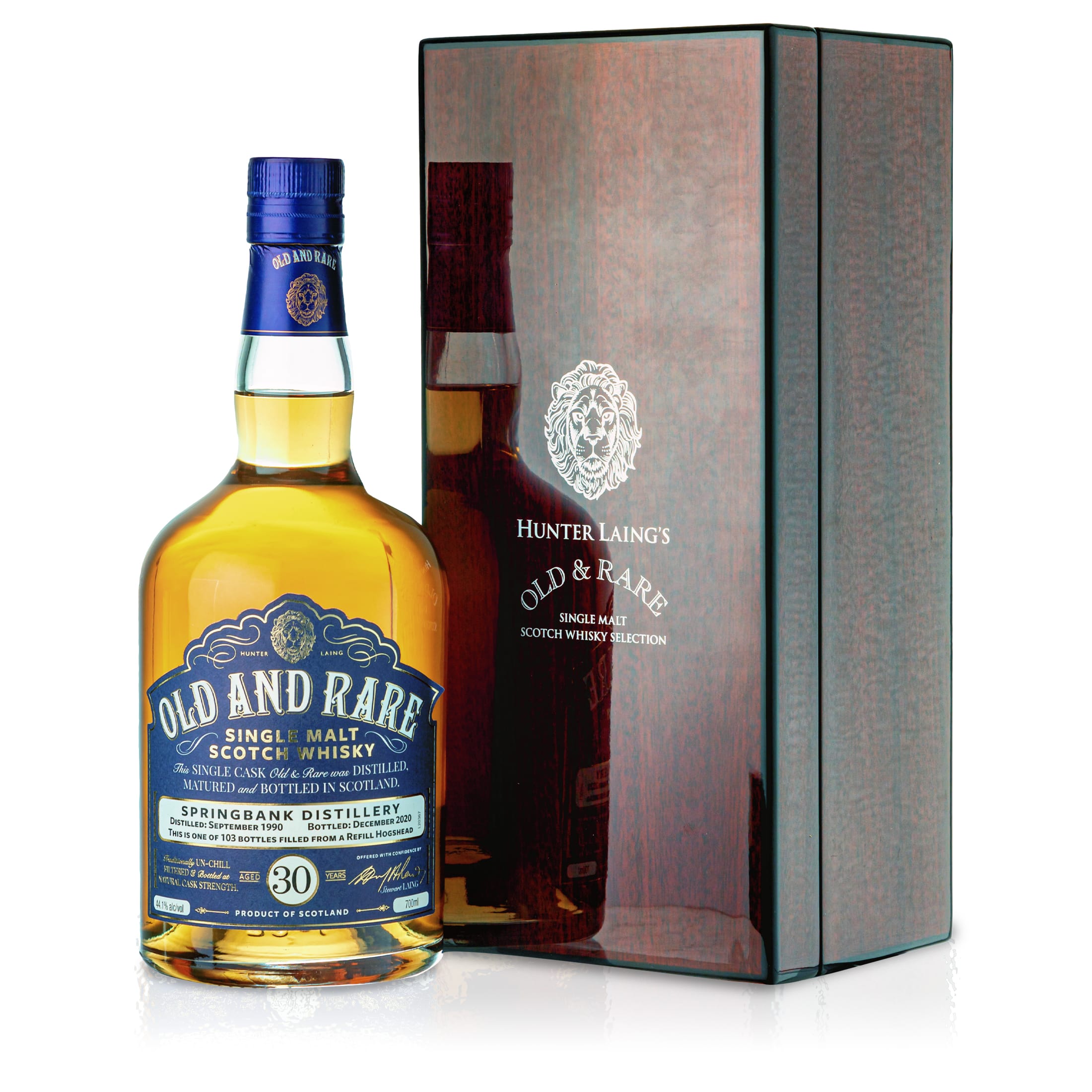 1 Flasche Old & Rare Springbank 30 Jahre Hunter Laing mit Geschenkverpackung aus Holz