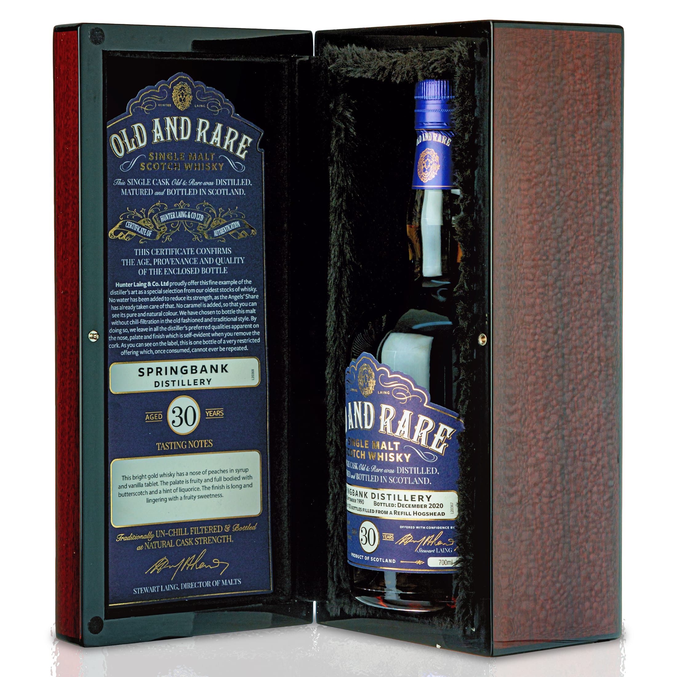 1 Flasche Old & Rare Springbank 30 Jahre Hunter Laing in Geschenkverpackung aus Holz