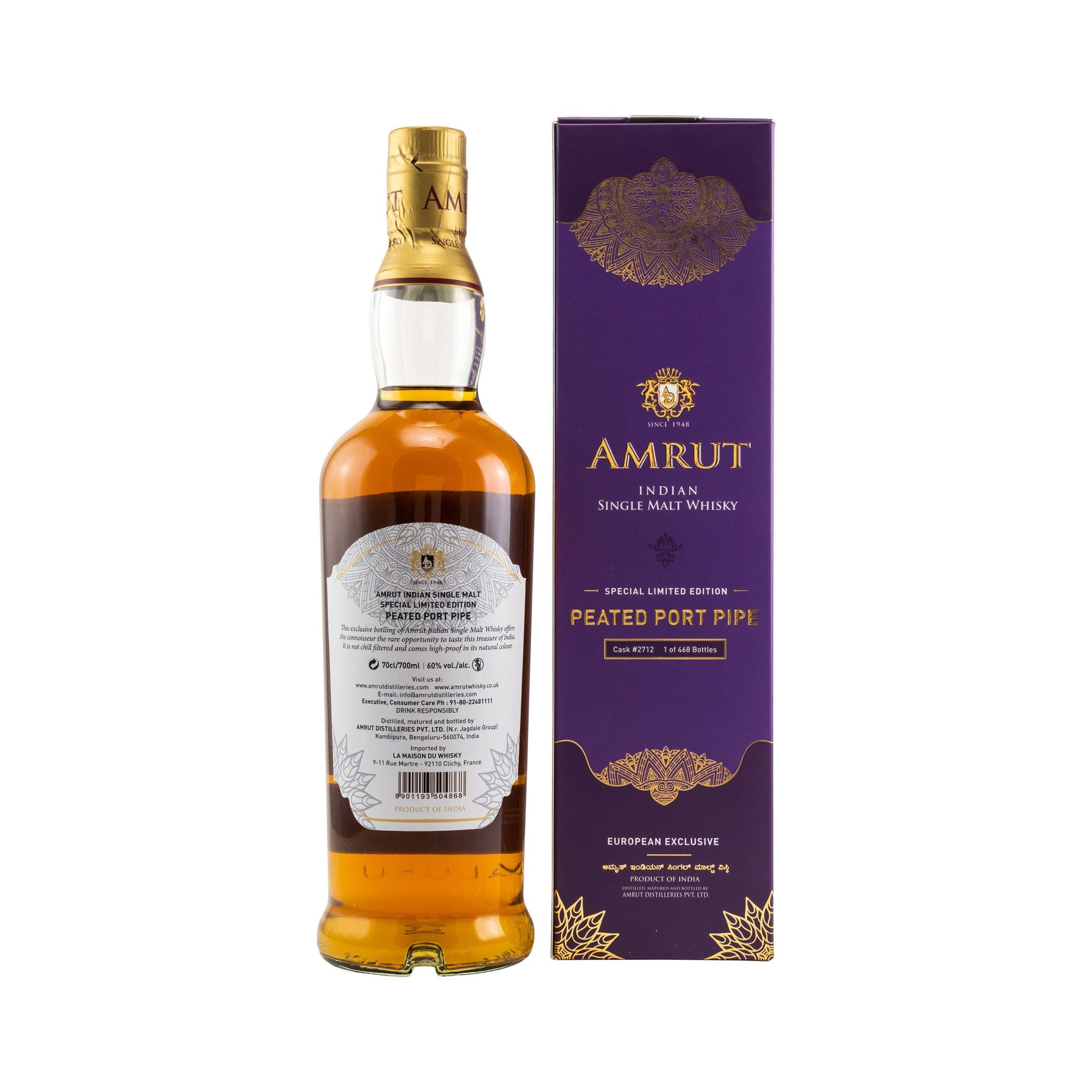 Amrut 2013/2020 -7 y.o. -Peated Port Pipe #2712 -European Exclusive