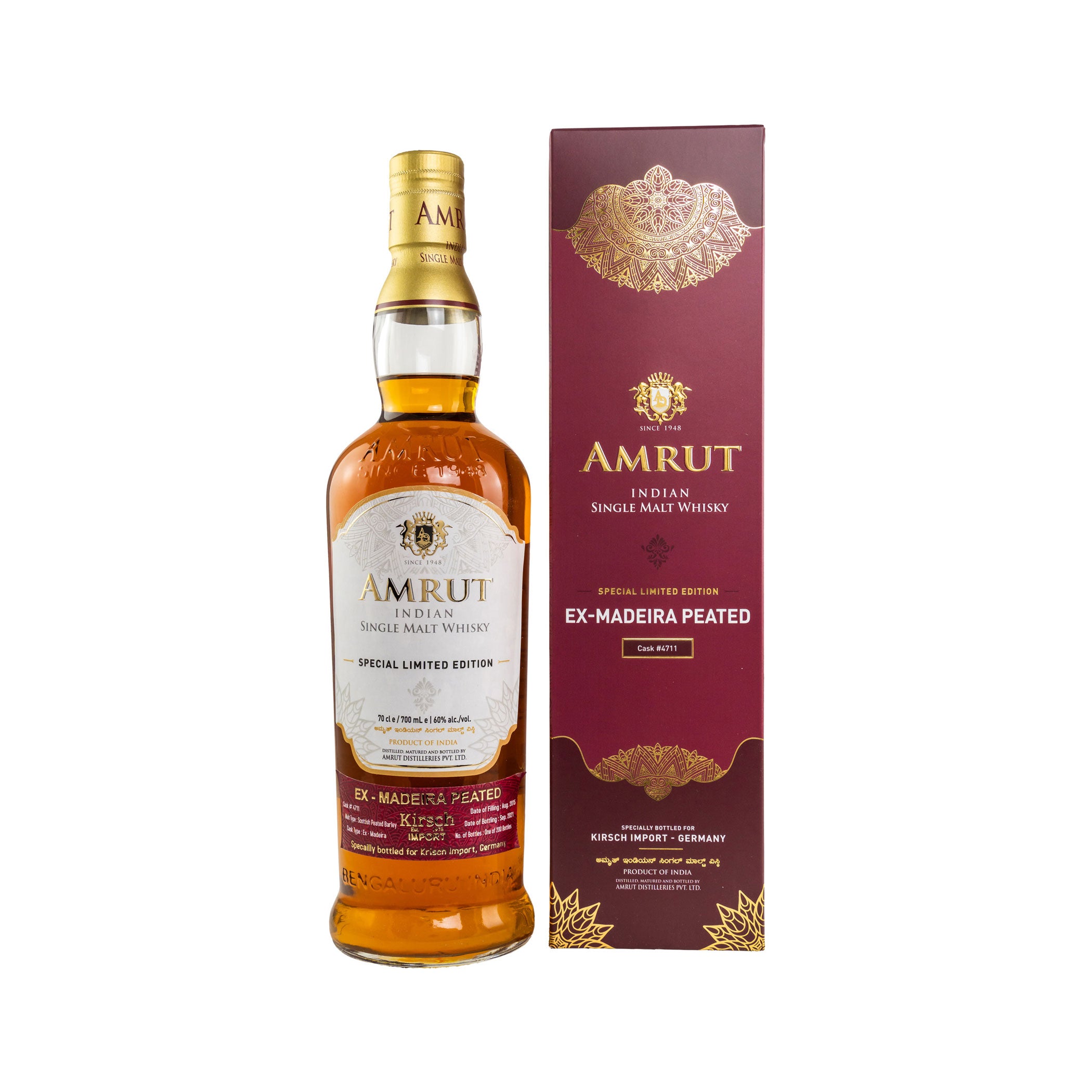 Amrut 2015/2021 Ex-Madeira PeatedIndian Single Malt Whisky