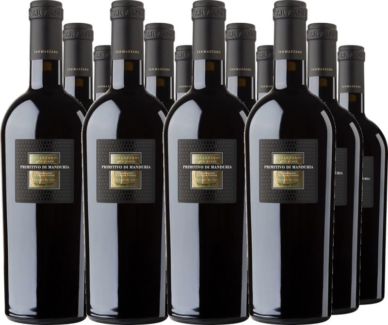San Marzano Sessantanni Primitivo di Manduria 2019 12 Flaschen Rotwein 0,75L 14,5% vol