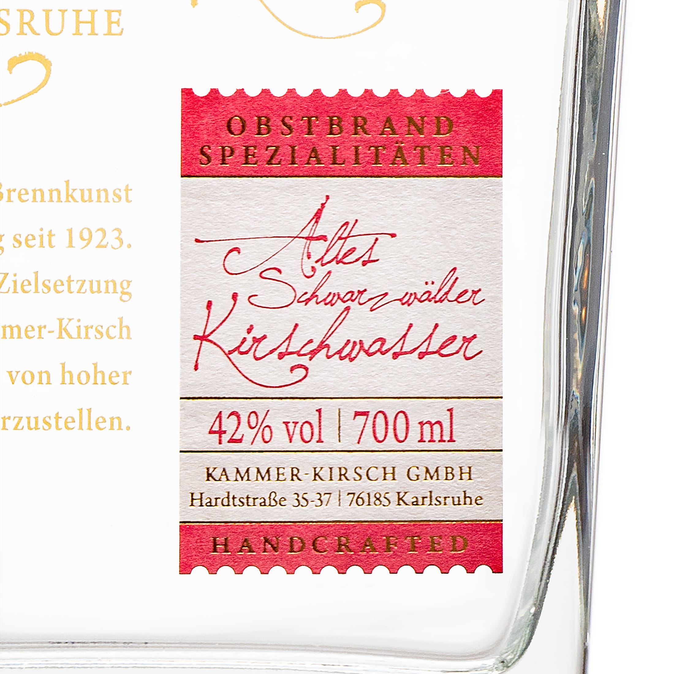 Altes Schwarzwälder Kirschwasser - Obstbrand - Destillerie Kammer-Kirsch