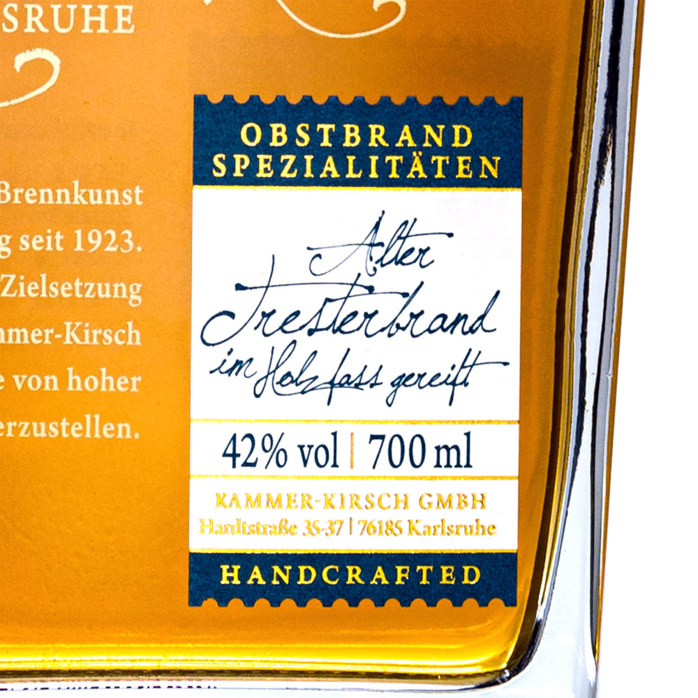 Alter Tresterbrand im Holzfass gereift - Gourmet-Obstbrand - Destillerie Kammer-Kirsch
