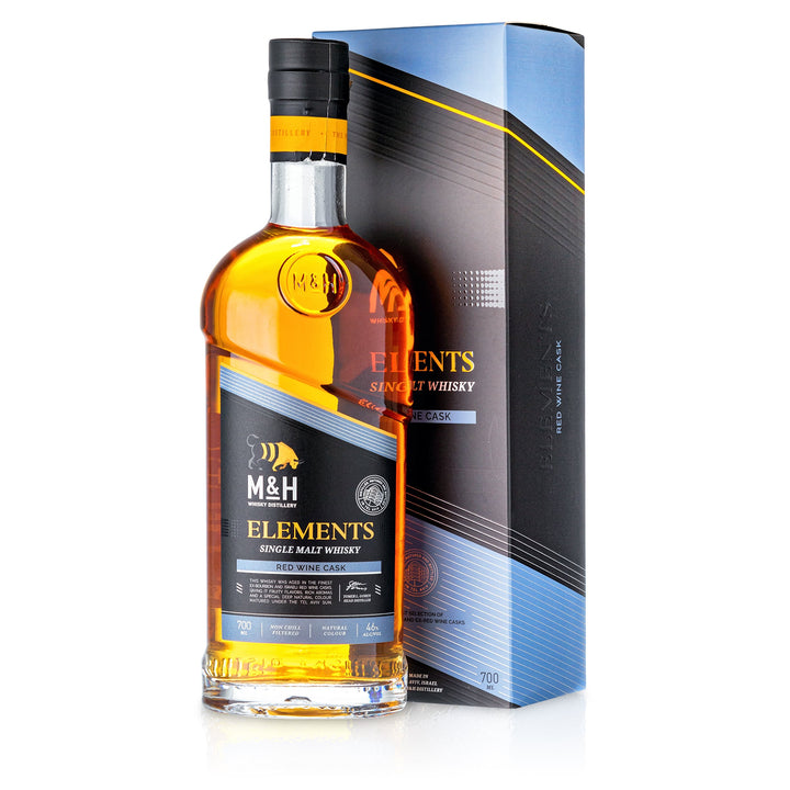M&amp;H Elements Red Wine Cask Single Malt Whisky in Geschenkverpackung