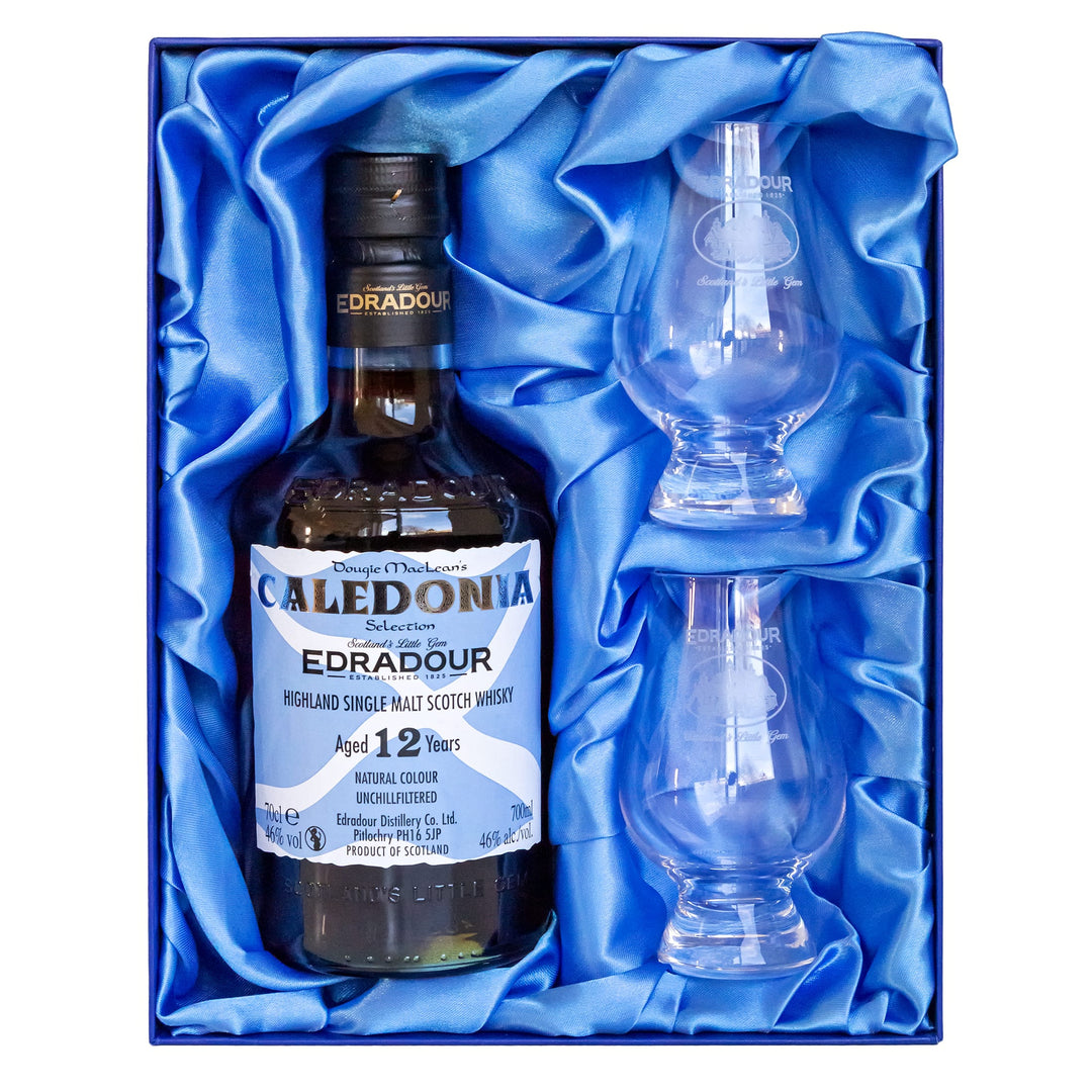 Edradour 12 Years - Caledonia + 2 Glasses