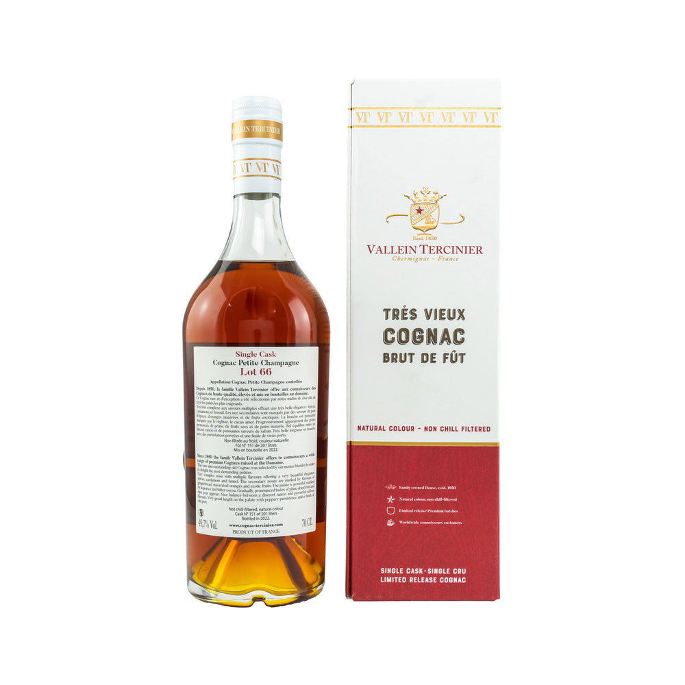 Vallein Tercinier Cognac Trés Vieux Lot 66 – 100% Petite Champagne - Single Cask