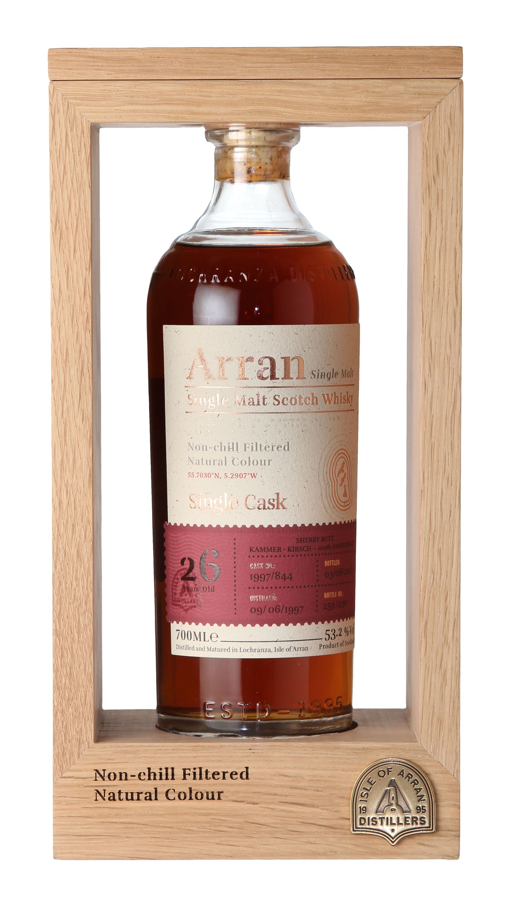 Arran 26 Jahre 1997/2023 Sherry Exclusive Cask for Kammer Kirsch - Single Malt Scotch Whisky - Isle of Arran