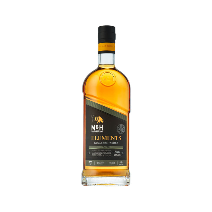 M&amp;H Elements Peated Single Malt Whisky in Geschenkverpackung