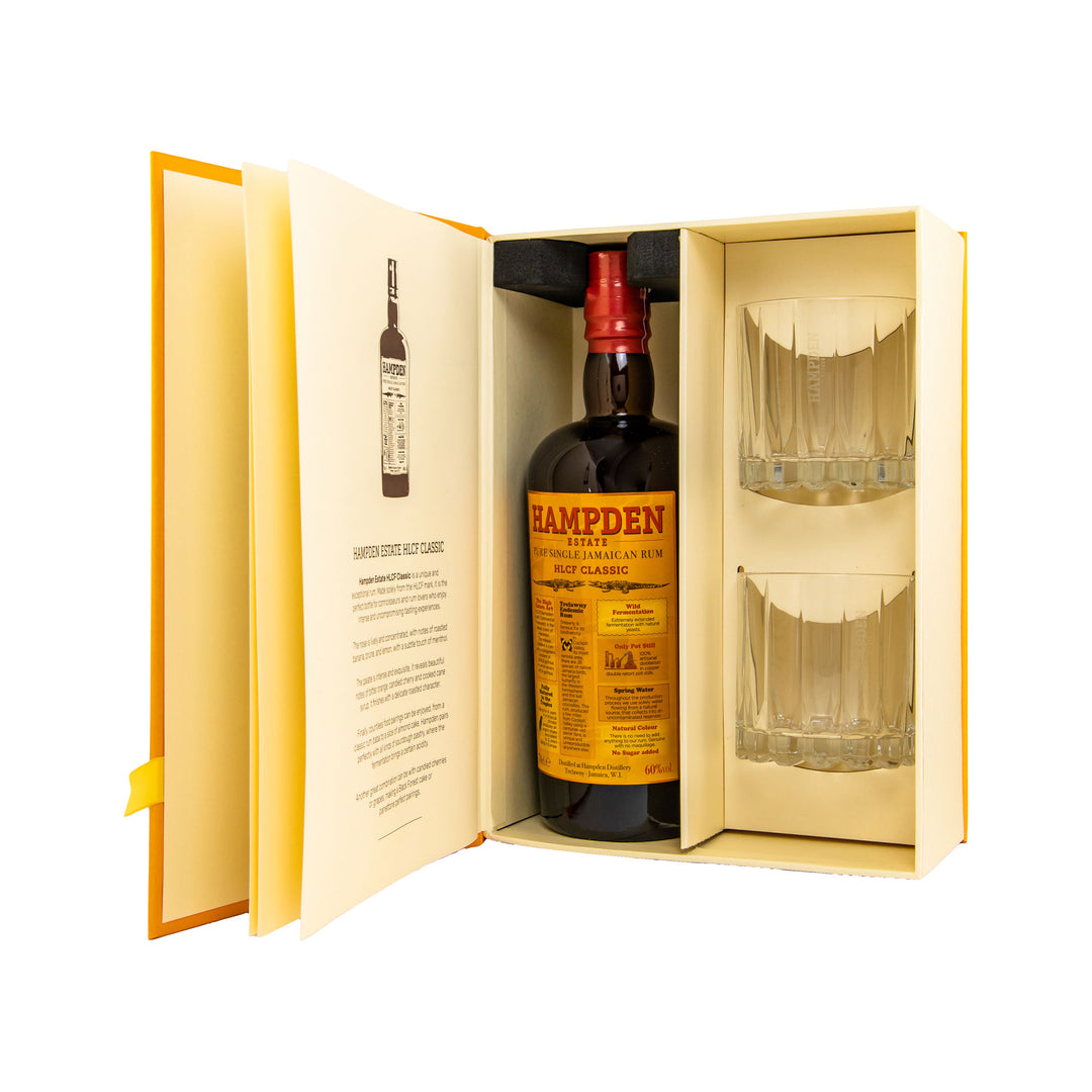 HAMPDEN HLCF Classic - Pure Single Jamaican Rum 60% in Buch + 2 Gläser