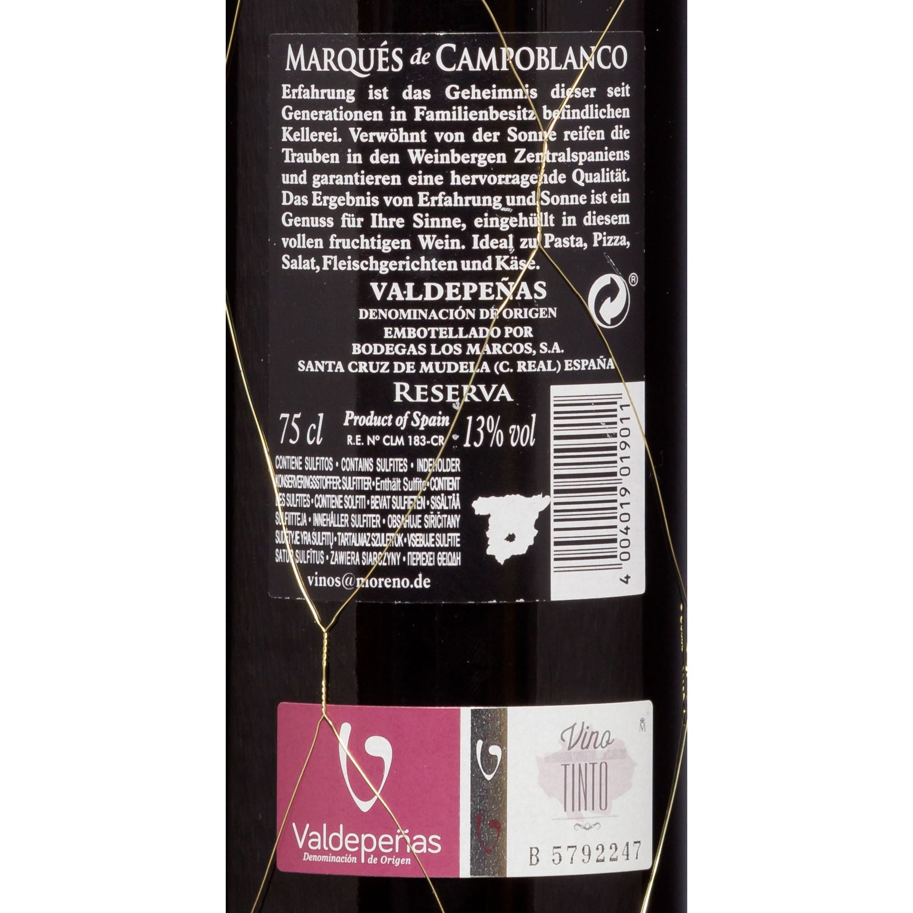 2008er Marqués de Campoblanco Reserva, Spanien - Bodegas Los Marcos