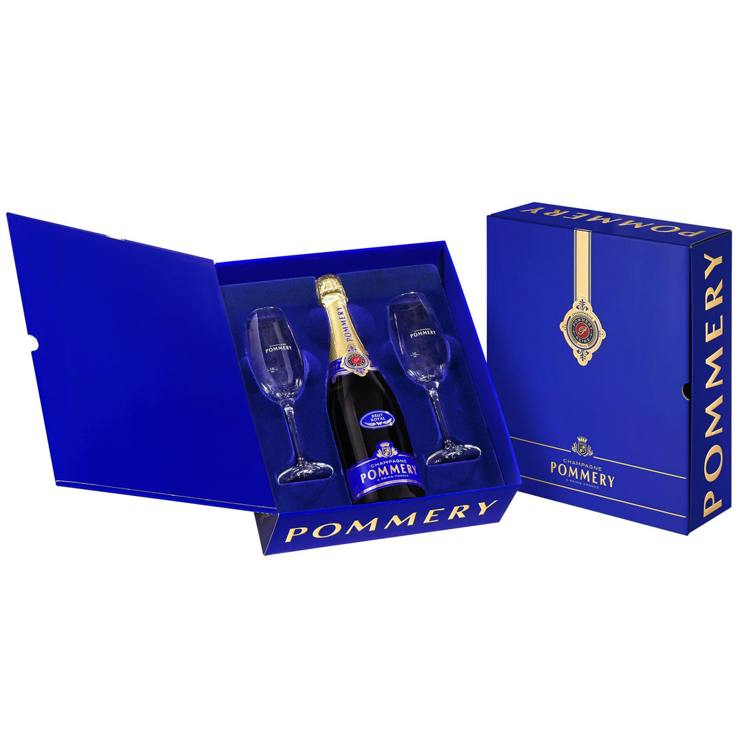 Pommery Brut Royal Geschenkset: 1 Flasche + 2 Gläser