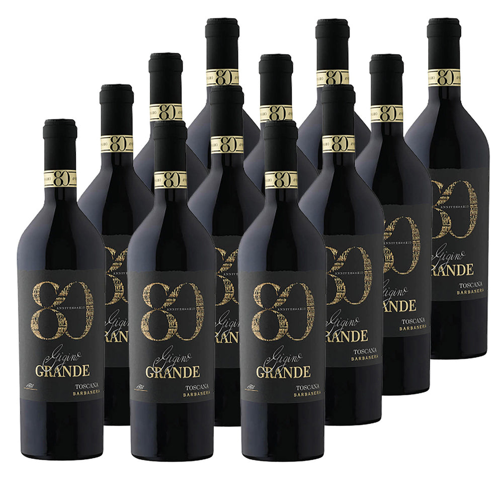 Barbanera Gigino 80 Anniversario 2022 12 Flaschen Rotwein 0,75L 14,5% vol