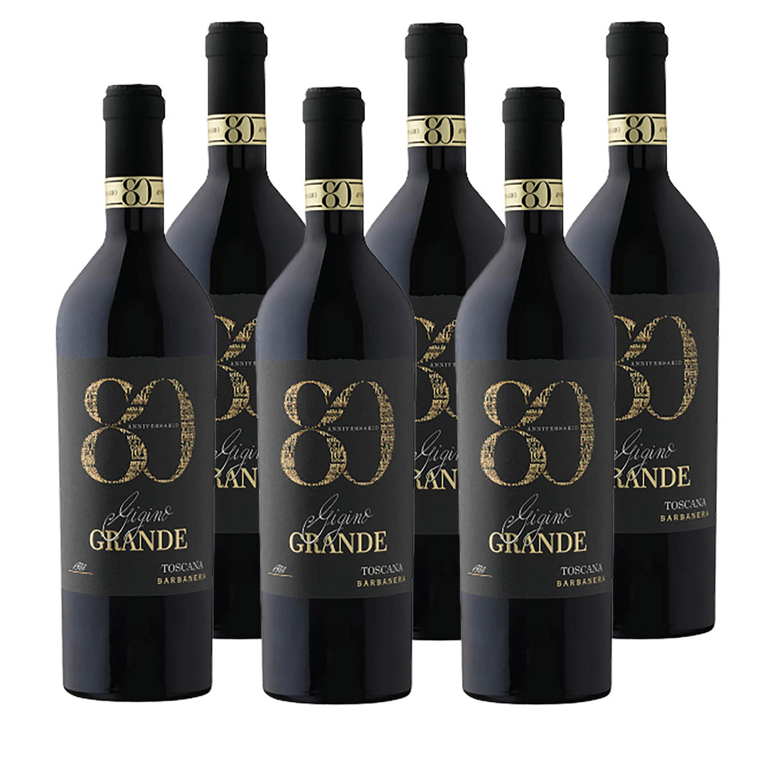 Barbanera Gigino 80 Anniversario 2022 6 Flaschen Rotwein 0,75L 14,5% vol