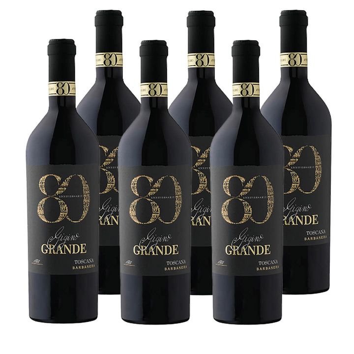 Barbanera Gigino 80 Anniversario 2022 6 Flaschen Rotwein 0,75L 14,5% vol