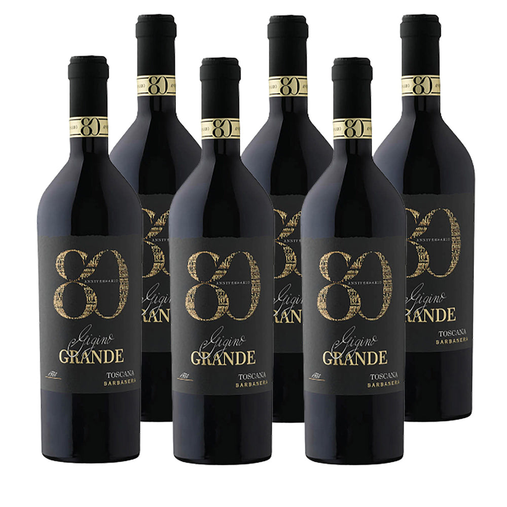 Barbanera Gigino 80 Anniversario Toscana IGT Sangiovese 2022 trocken Toskana Süditalien (6 x 0,75L)