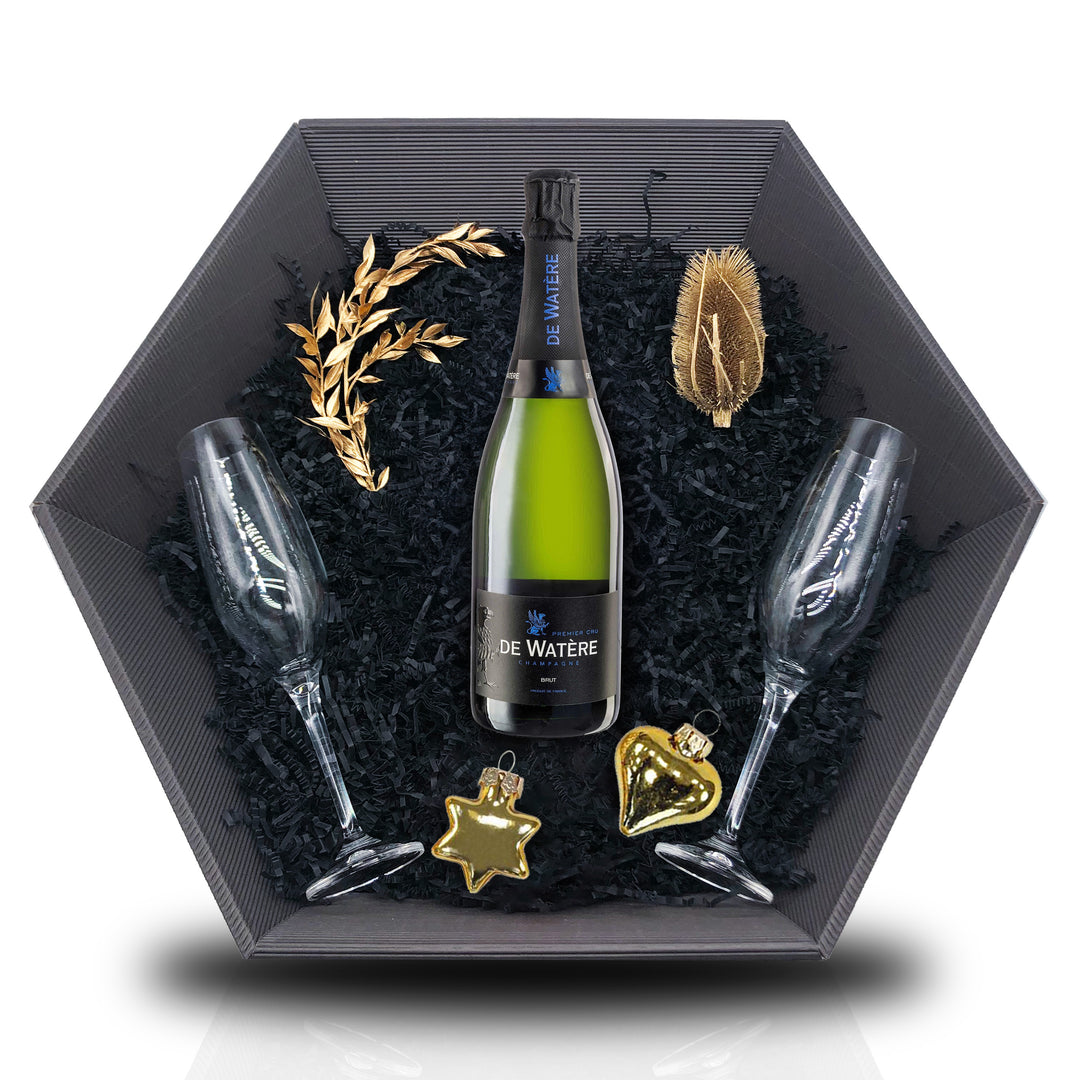 Champagne de Watère Prestige Brut Blanc in Geschenkpackung 0,75L 12,5% Vol Giftbasket