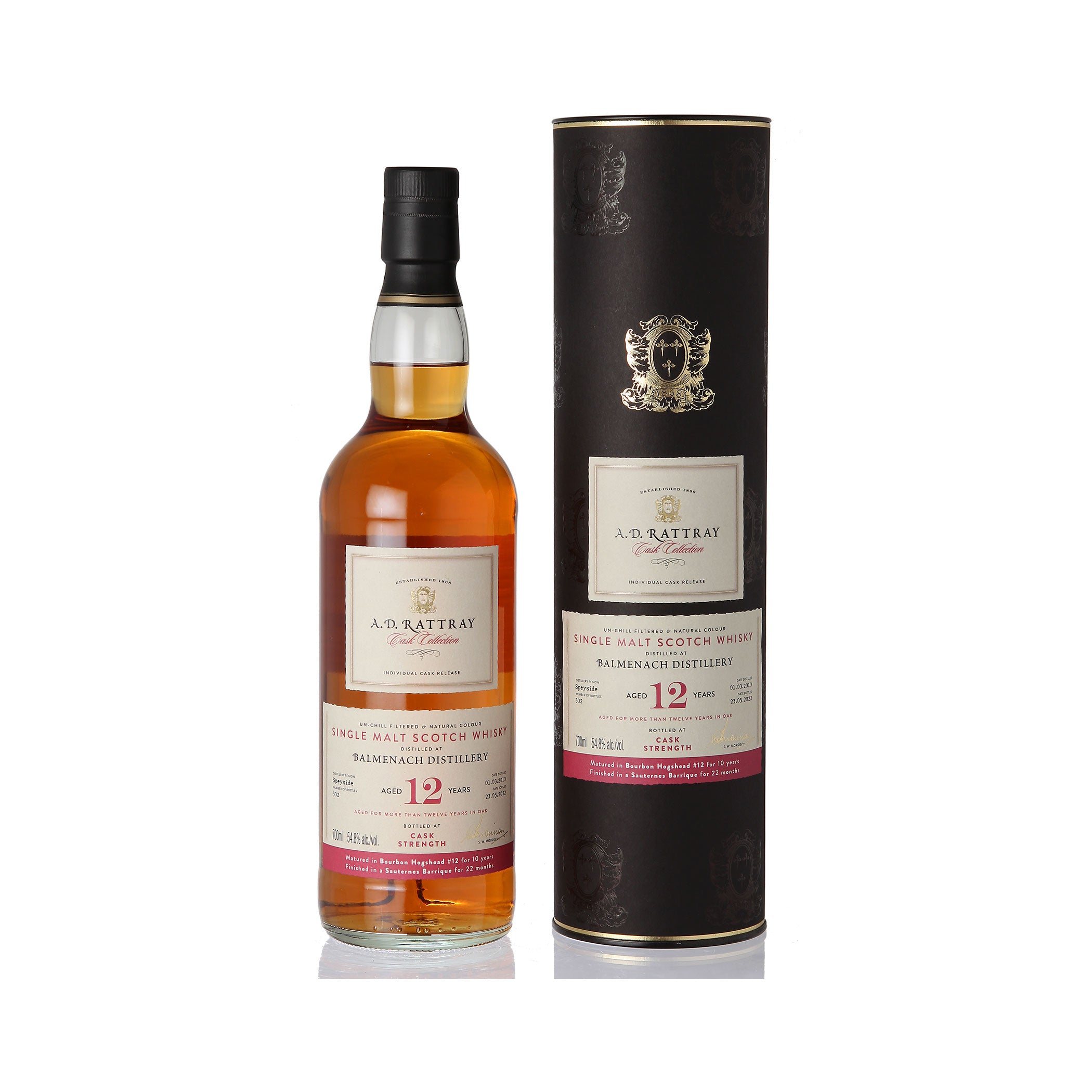 Balmenach, 2010, 12 Years Old, 54.8%, Sauternes Wine Finish - A.D. RATTRAY – Cask Collection -