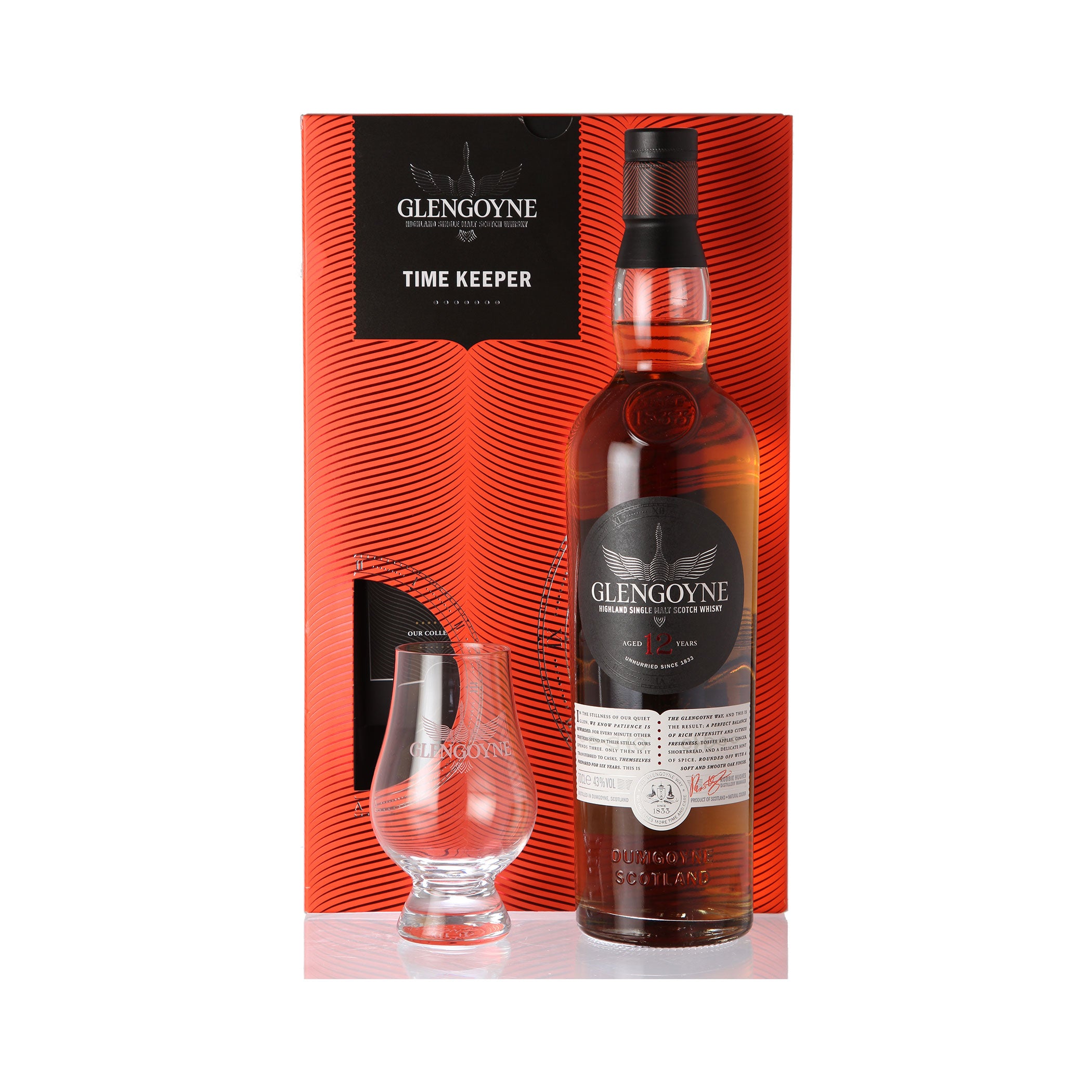 Glengoyne 12 Jahre Single Malt Scotch Whisky mit Glas