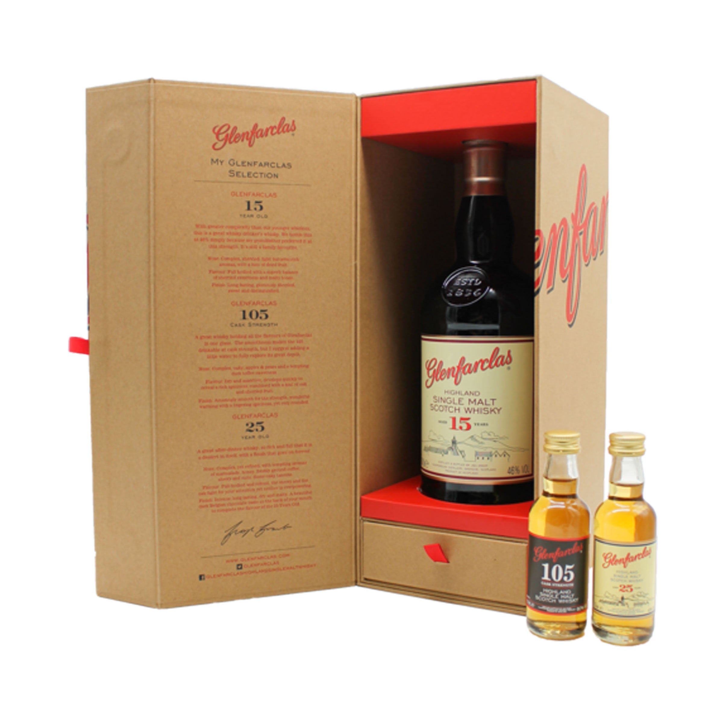 Glenfarclas 15 Jahre - Tasting Pack inkl. Glenfarclas 25 Jahre & Glenfarclas 105 Proof