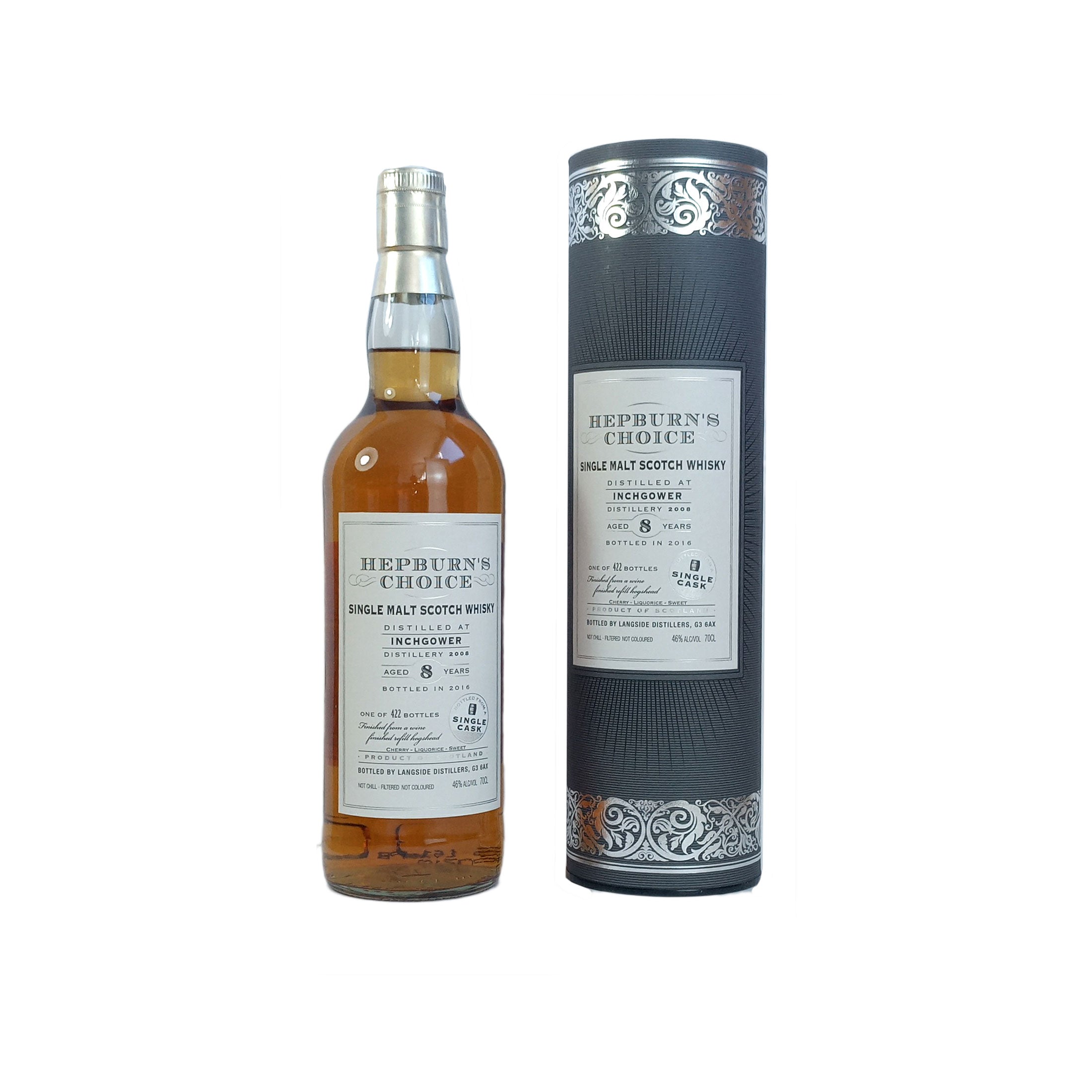 Inchgower, Hepburn's Choice, red wine finish, 2008, 8 Jahre, 46 %