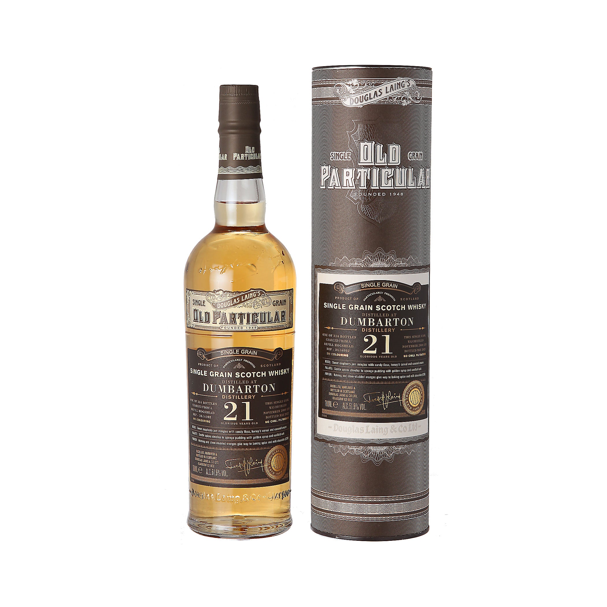 Dumbarton 21 Jahre 2000/2022 - Douglas Laing Old Particular mit Geschenkverpackung