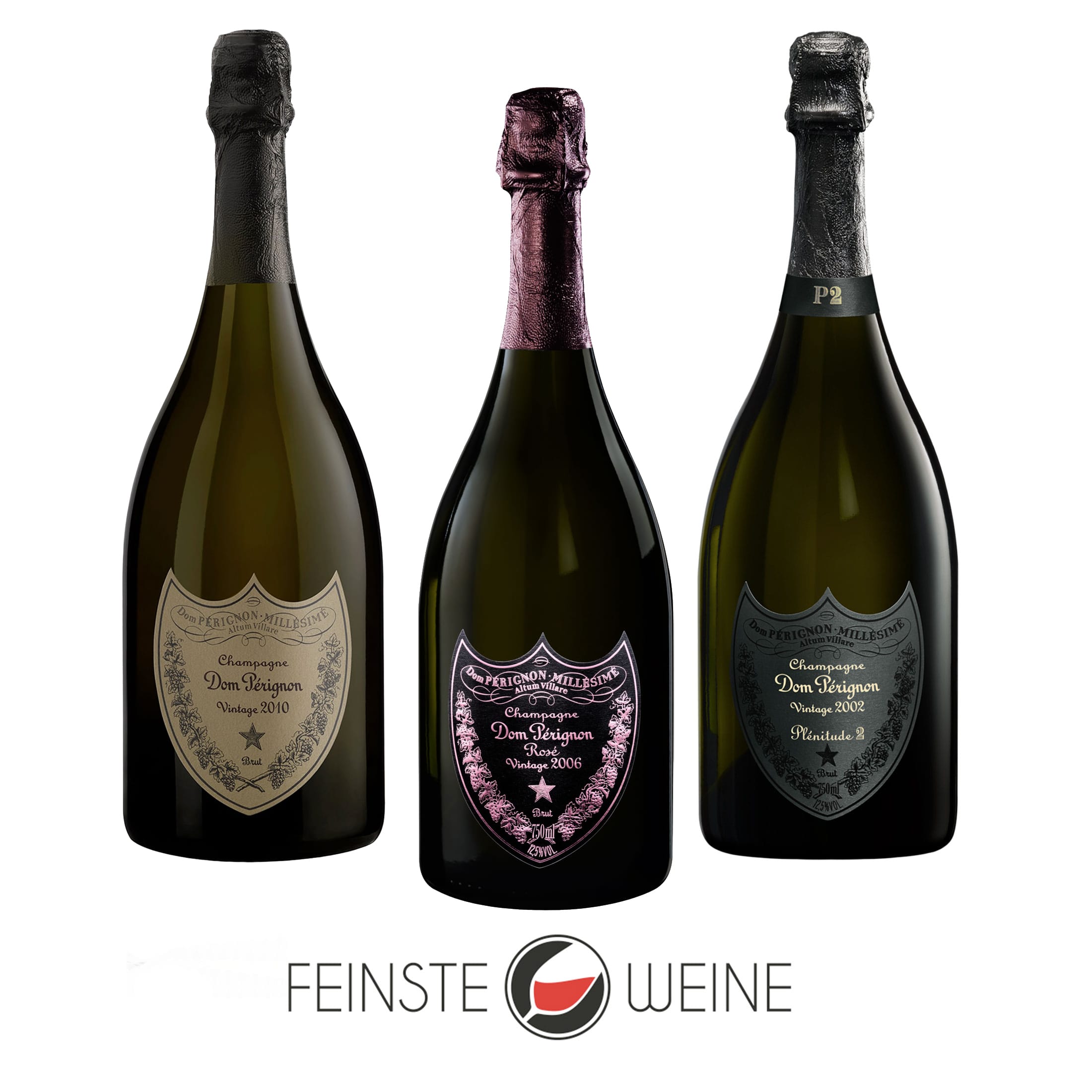 Finest Wines - Champagne Package - DOM PÉRIGNON VINTAGE 2010 - ROSÉ VINTAGE 2006 - Plénitude 2 2002