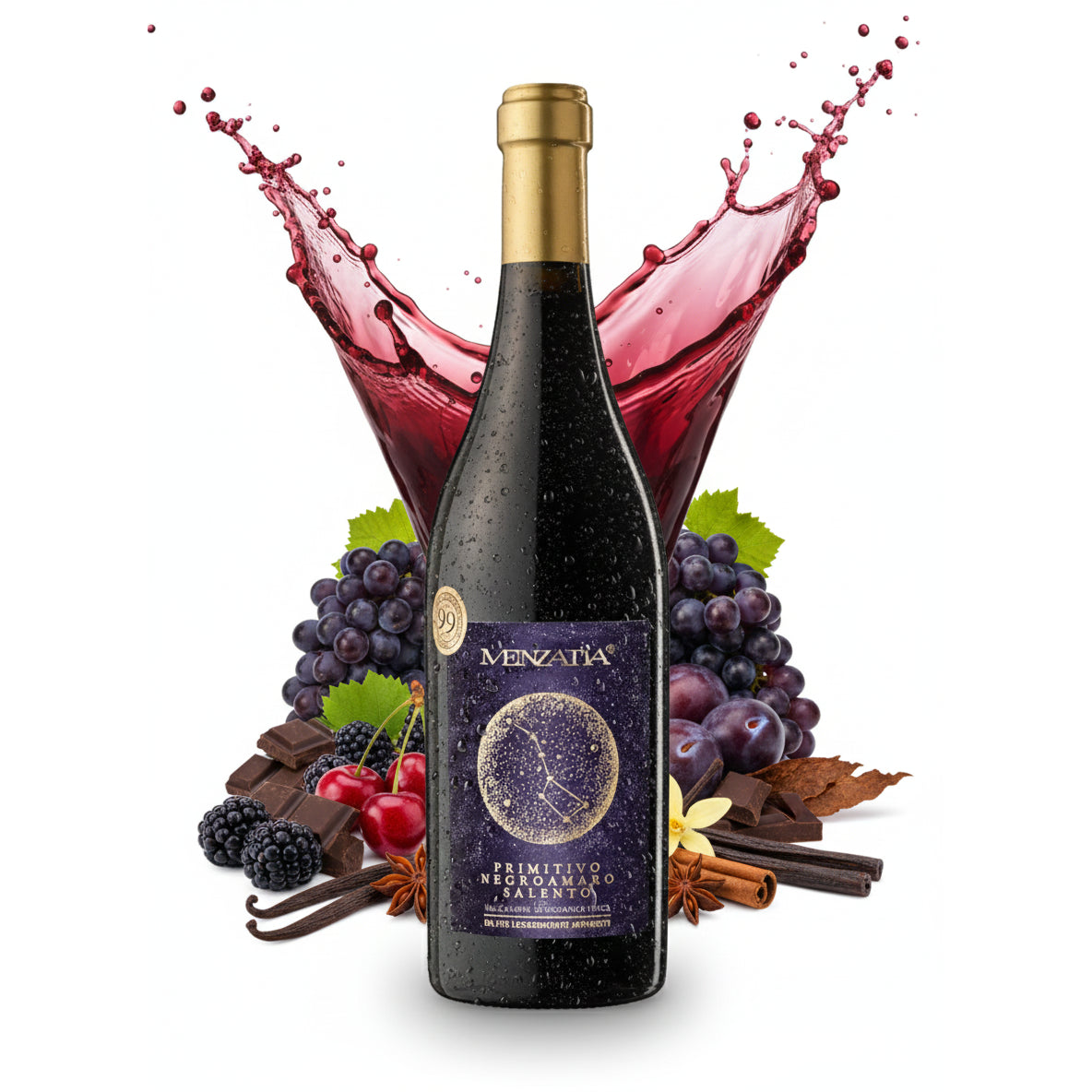 Menzatia Primitivo Negroamaro Salento IGT Rotwein Fruchtig 13,5% vol 0,75 L