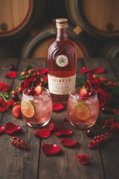 Thinkers Sunset Gin - New World Gin mit Rosenblättern & roten Früchten - 700ml, 40% vol