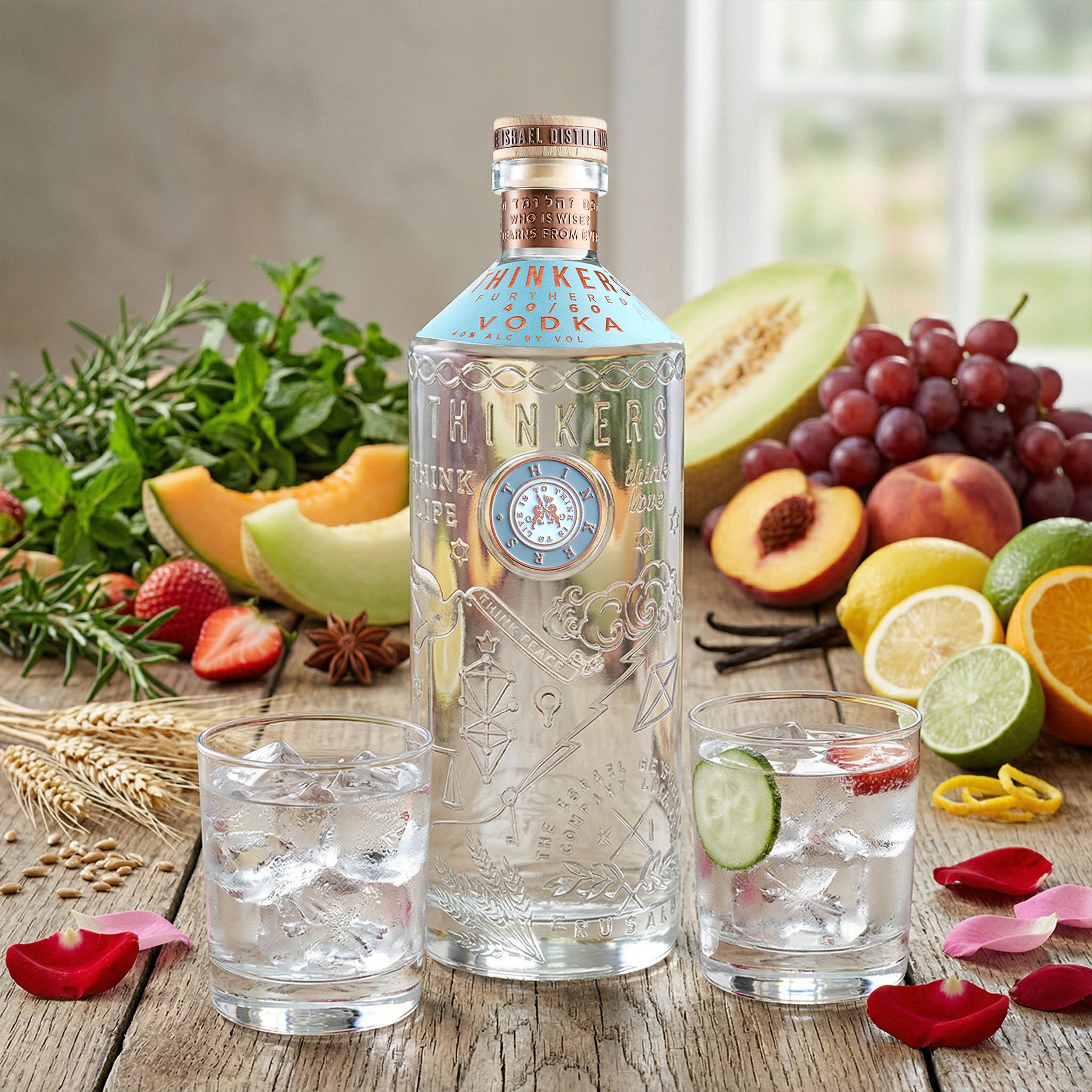 Thinkers Vodka 40-60 - velvety smooth premium vodka made from red winter wheat - 700ml, 40% vol