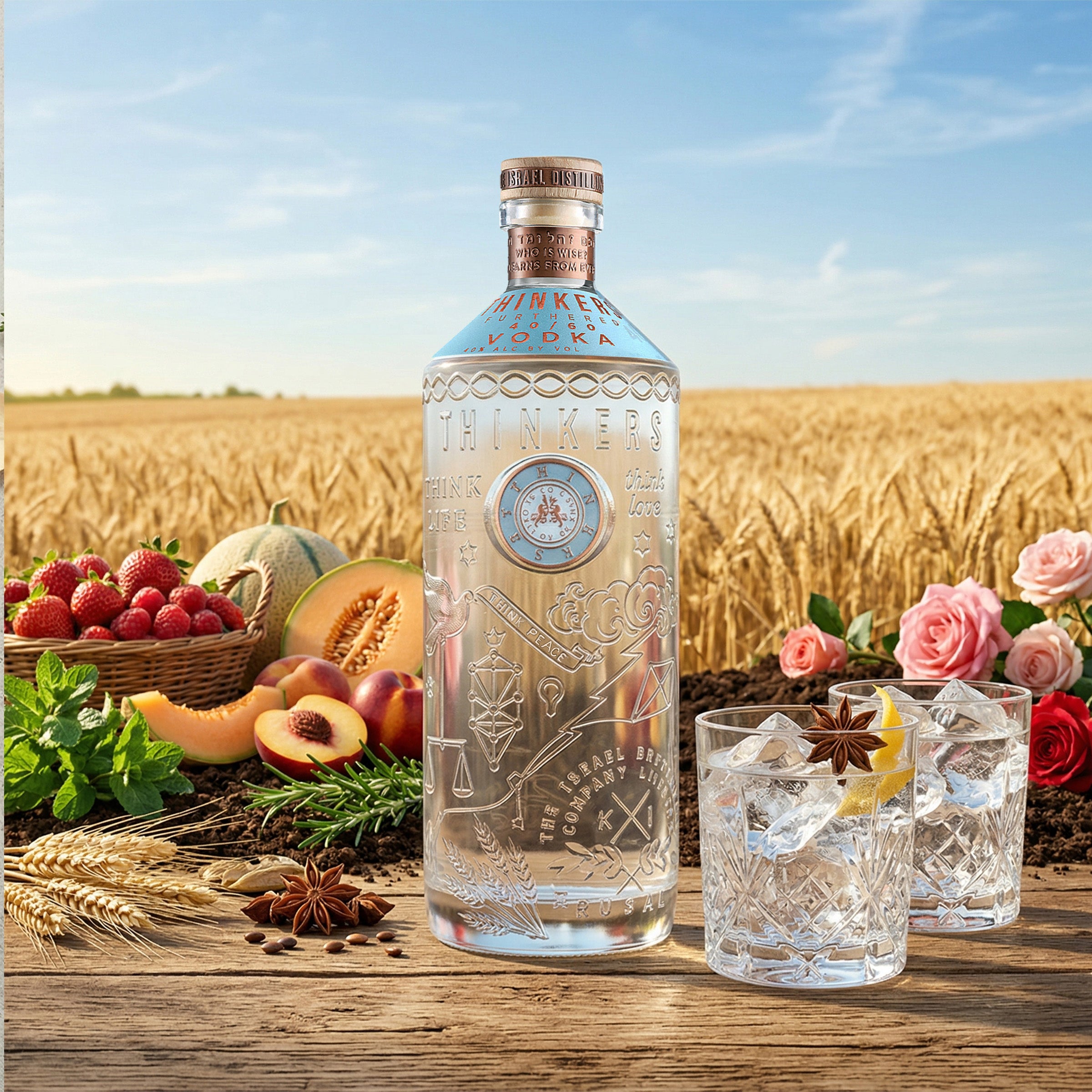 Thinkers Vodka 40-60 - velvety smooth premium vodka made from red winter wheat - 700ml, 40% vol